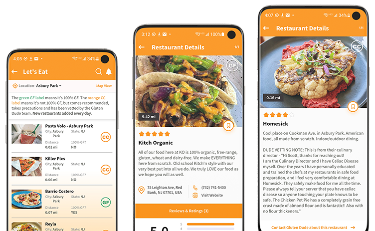 app for celiac safe places to eat